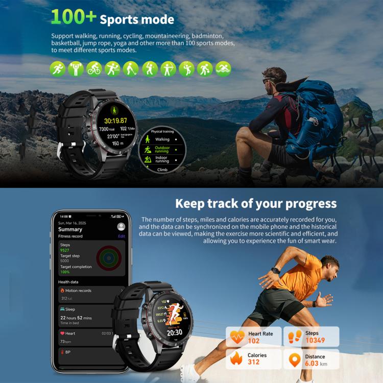 HAMTOD GT45 1.6 inch Waterproof Smart Watch, Support Bluetooth Call / Heart Rate / Blood Oxygen Monitoring